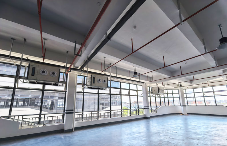 電動工具生產(chǎn)車間制冷降溫，安裝蒸發(fā)冷省電空調(diào)-臥式射流款